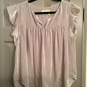 Loft Silver Velvet Top